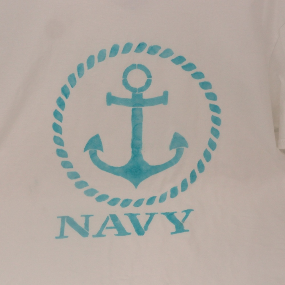 Hand Painted T-Shirt Navy Anchor XL George 100% Co